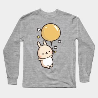 Adorable Bunny with a balloon - Cute Easter Bunny Long Sleeve T-Shirt